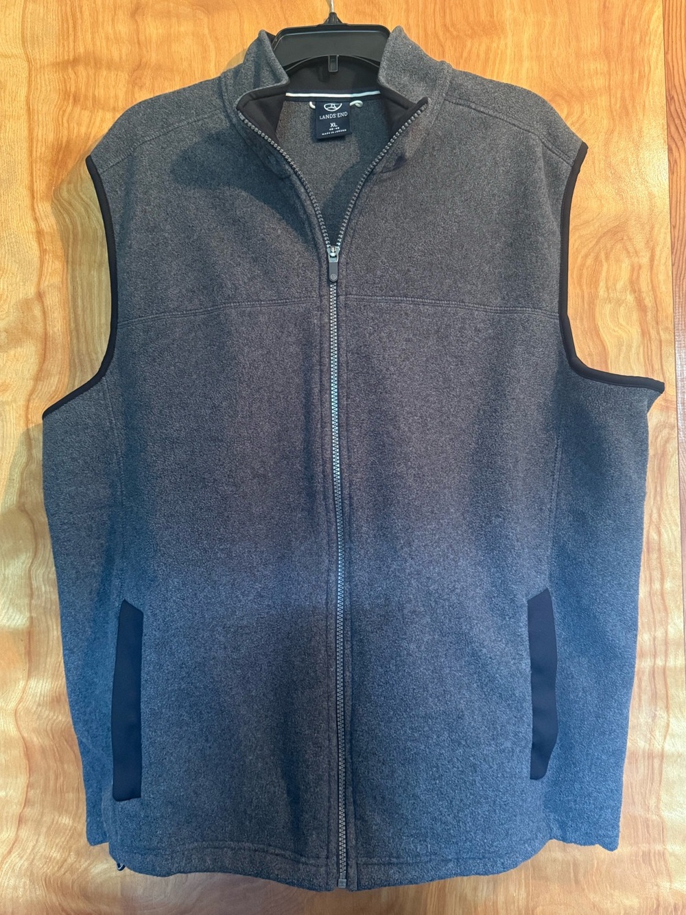 Lands' End Men's Charcoal Full-Zip Fleece Vest